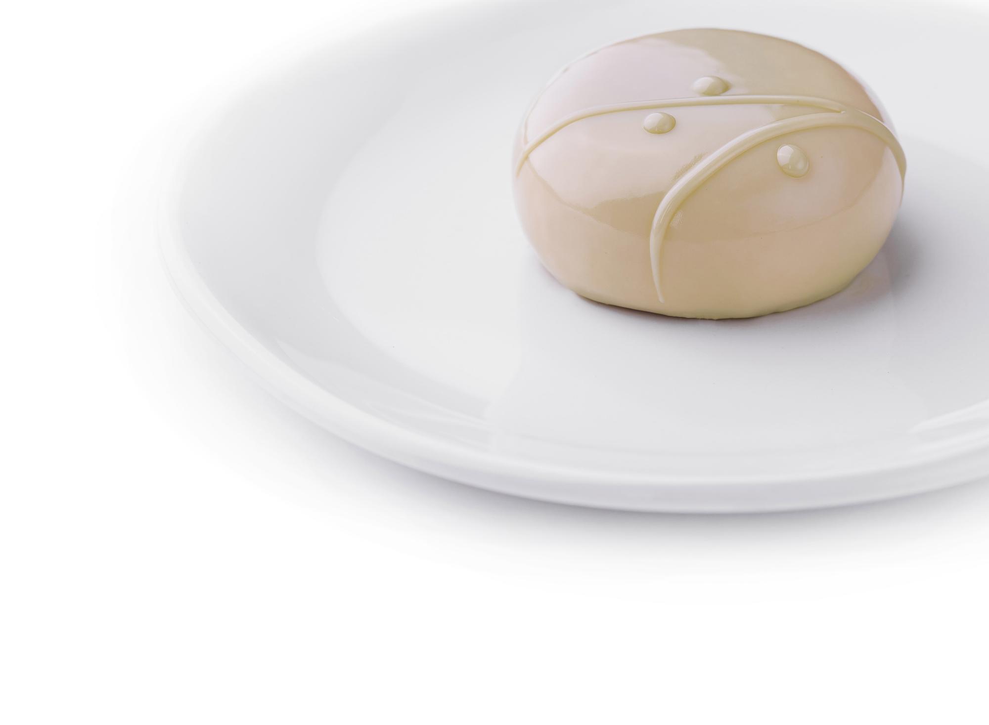 Minimalist dessert on porcelain